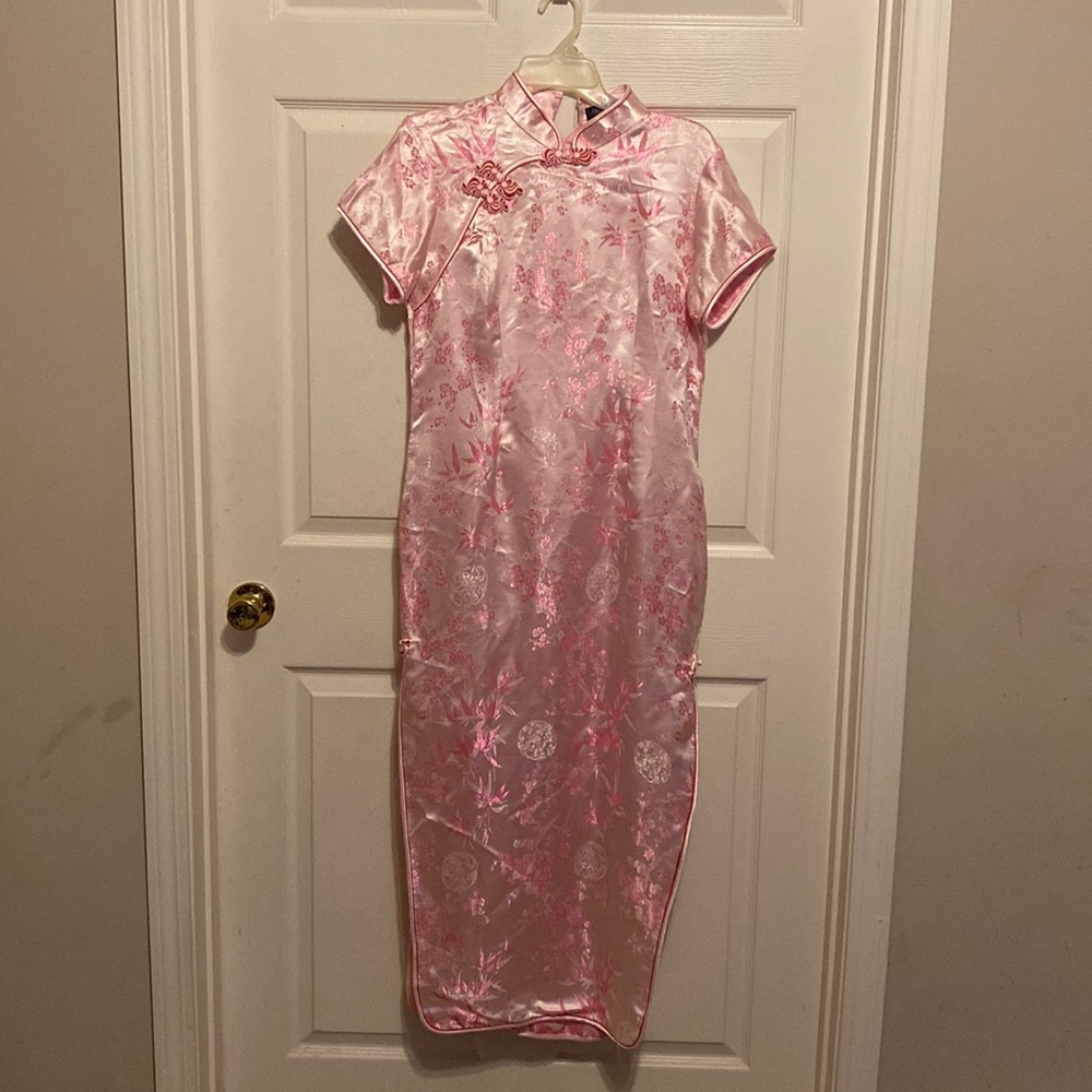 Chinese Cheongsam pink modern qipao Traditional Chinese dress